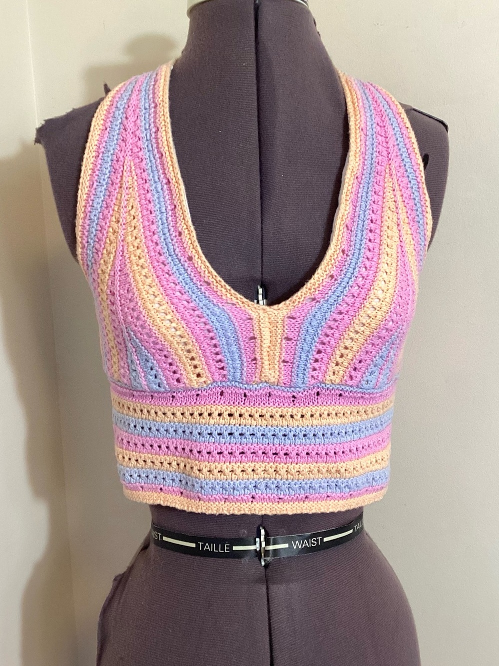 Hollister Cropped Crochet Style Halter Top Size M